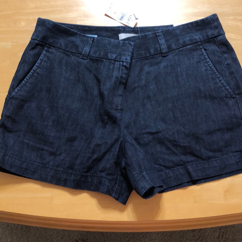 NWT Loft dark denim wash shorts. Size 8